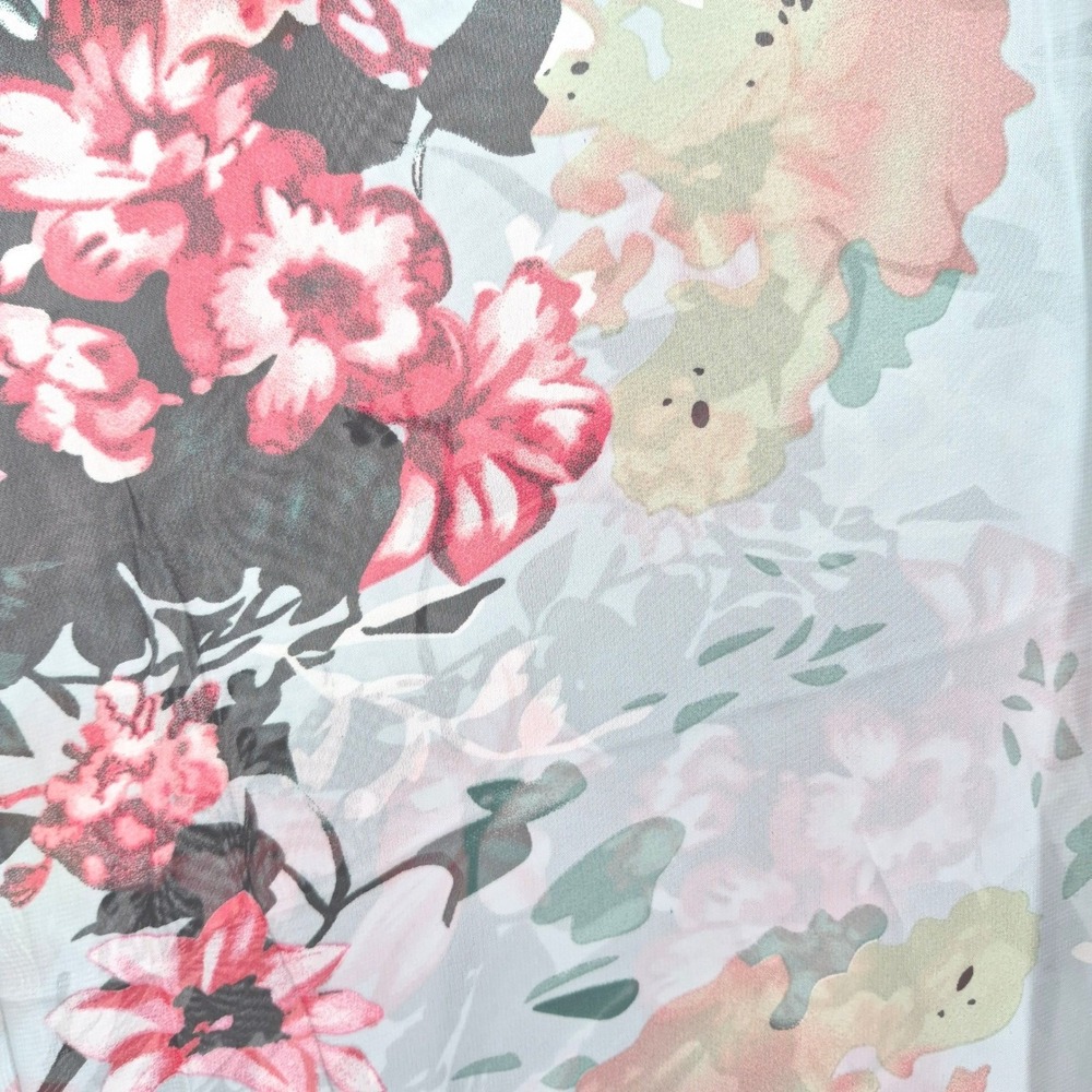Floral Sheer Kimono Cover Up One Size Mint Blue Pink Boho Beach Resort Festival - Picture 6 of 9